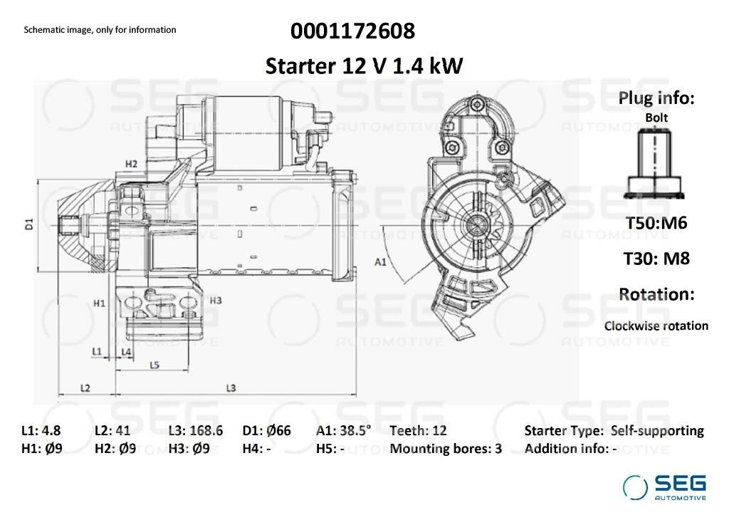 Стартер SEG 0001172608 ціна, від 152.00 USD